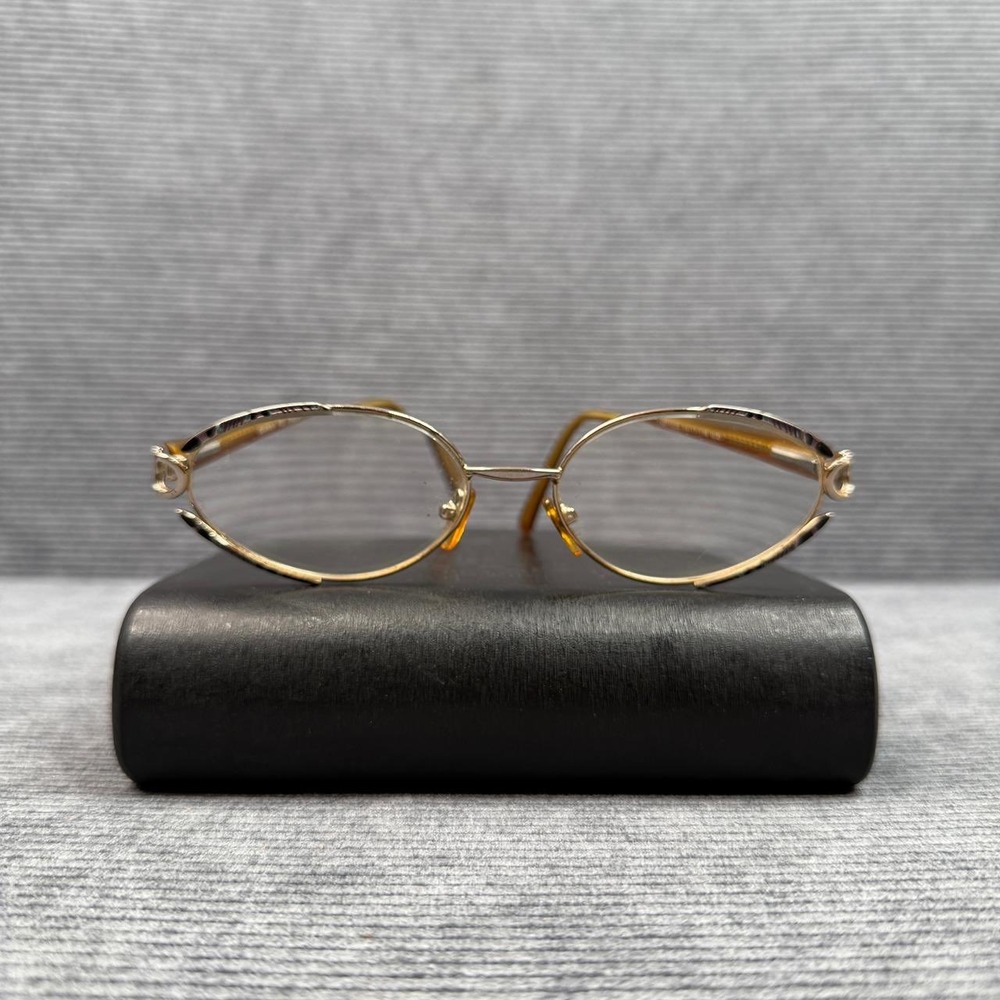 Gianni Po Italia Design GP1034 Gold Amber Oval Eyeglasses Frames 54-17-138